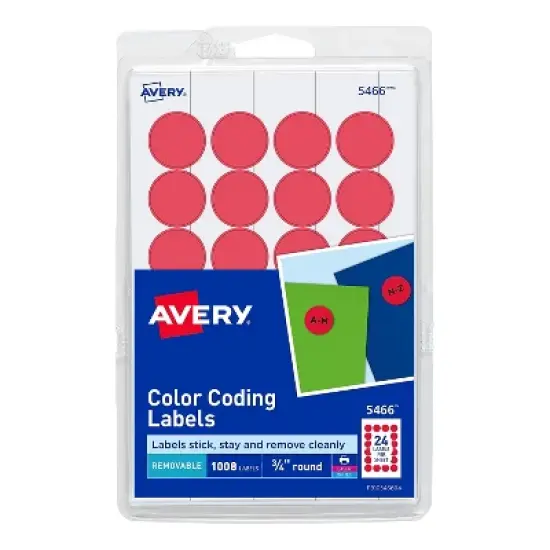 Avery Printable Removable Color-Coding Labels 3/4" dia Red 1008/Pack 05466 image {5}