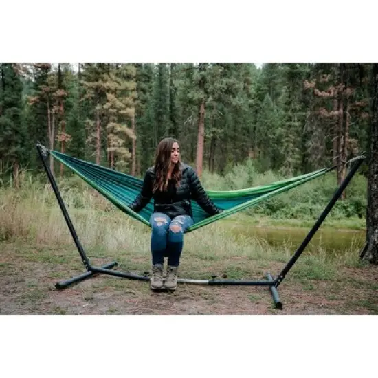 Stansport Newport 2 Person Traveler Backpack Nylon Hammock 108" x 57" Green/Teal image {3}
