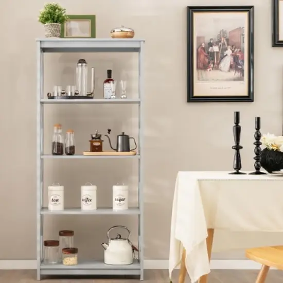 Tangkula 5-Tier Open Bookshelf Bookcase Standing Casual Home Storage Display Rack image {1}