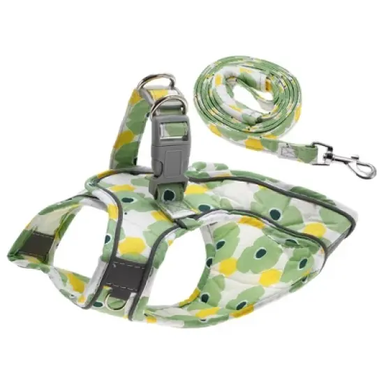 Unique Bargains Dog Harness and Leash with Reflective Strip XS Green 1 Set image {6}