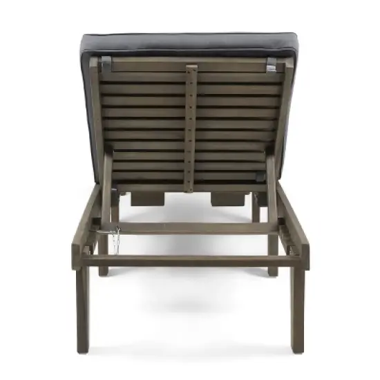 Patio Lounge Chair, Outdoor Wood Daybed Reclining Chair, Poolside Chaise Lounger with Full-Length Cushion -ModernLuxe image {7}