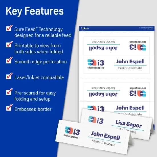 Avery Tent Cards, 2.5" x 8.5", Embossed Border, 200 Cards (25305) image {1}