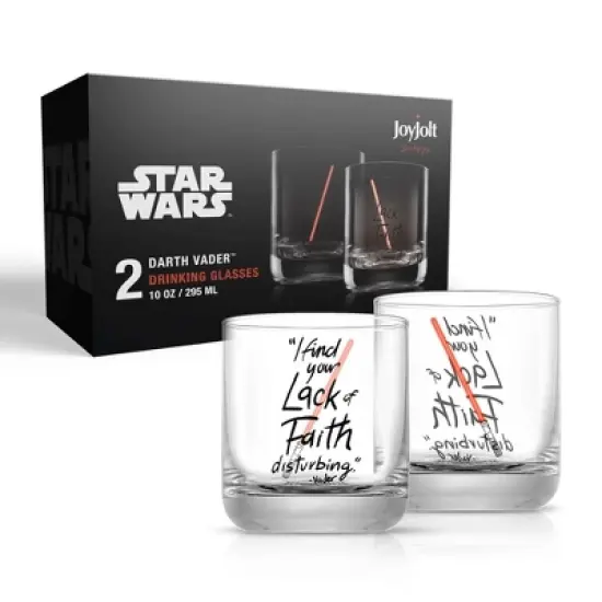 Star Wars New Hope Darth Vader Red Lightsaber Short Drinking Glass - 10 oz - Set of 2 image {6}