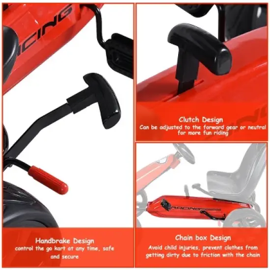 Costway Go Kart Kids Ride On Car Pedal Powered 4 Wheel Racer Stealth Outdoor Toy image {7}