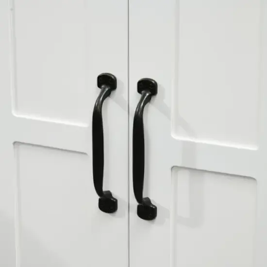 kleankin Pedestal Under-Sink Cabinet, Bathroom Storage Unit with Double Doors and Adjustable Shelf, White image {5}