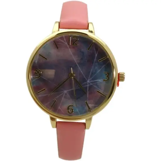 OLIVIA PRATT NEBULA AND LINES SKINNY LEATHER STRAP WATCH image {6}