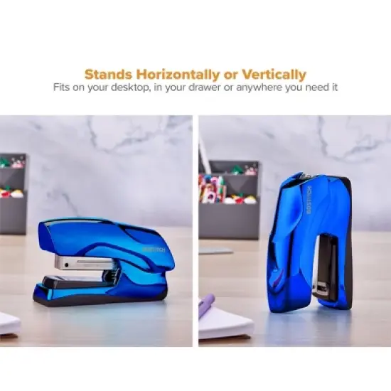Bostitch Flat Clinch Stapler, 40 Sheets, Metallic Blue image {7}