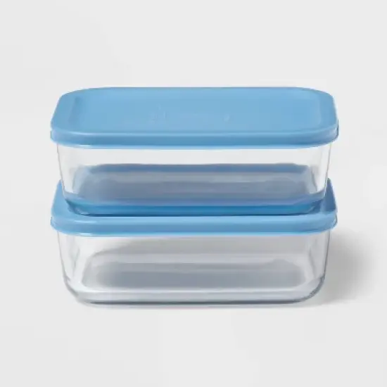 4pc (set of 2) 4c Rectangular Glass Food Storage Container Set - Room Essentials&trade; image {4}