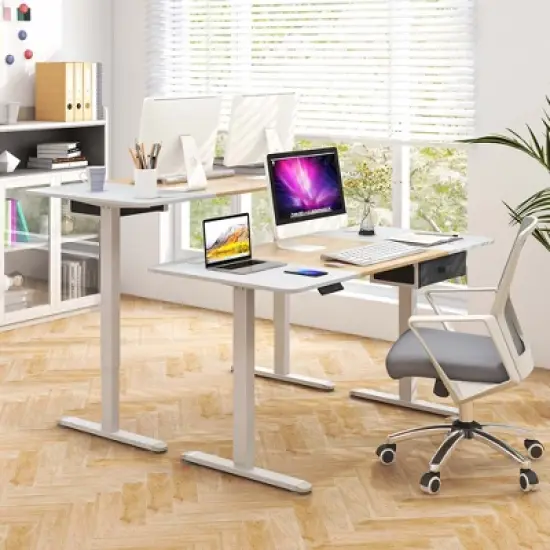 Costway Electric Standing Desk 55'' x 28'' Height Adjustable Sit Stand with USB Charging Port Natural/Black/Grey/Brown/White image {3}