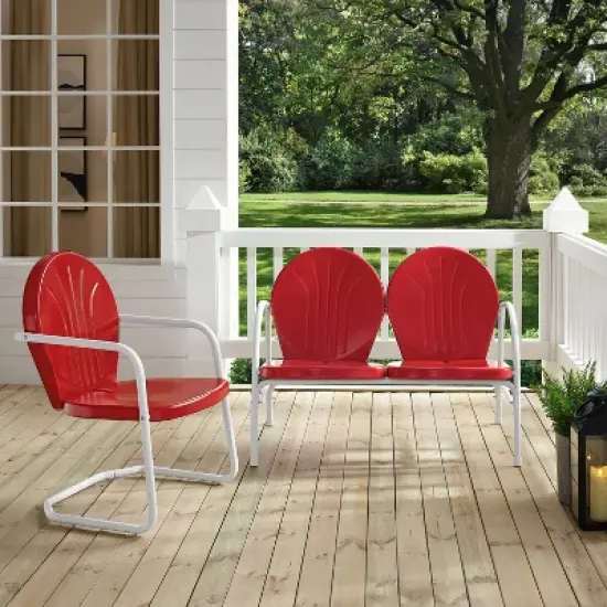 Griffith 2pc Outdoor Seating Set - Bright Red - Crosley image {4}