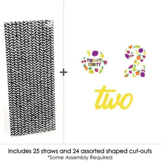 Big Dot of Happiness 2nd Birthday Two-tti Fruity - Paper Straw Decor - Frutti Summer Second Birthday Party Striped Decorative Straws - Set of 24 image {2}