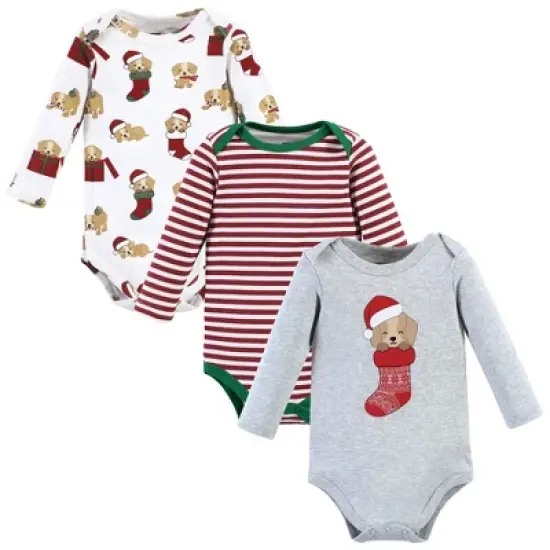 Hudson Baby Unisex Baby Cotton Long-Sleeve Bodysuits, Christmas Dog image {5}