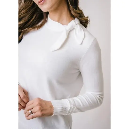 Hope & Henry Womens' Organic Cotton Tie-Neck Sweater image {1}