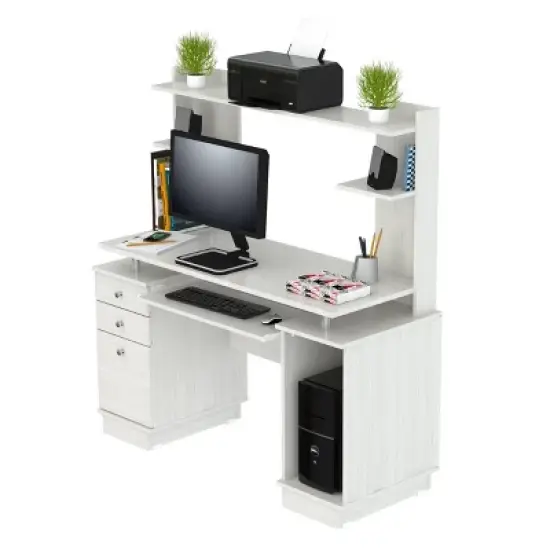 Computer Work Center with Hutch Washed Oak - Inval image {6}