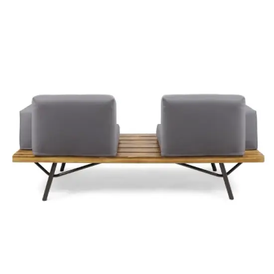 Modern Canago Outdoor Industrial Loveseat with Coffee Sofa-Christopher Knight Home image {4}