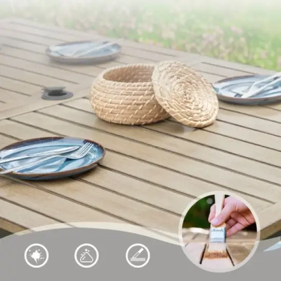 7pc Metal Patio Dining Set with Rectangular Faux Wood Table & 6 Stackable Chairs - Captiva Designs image {3}