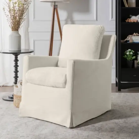 DaVinci Winnie Slipcover Swivel Glider - Vanilla image {1}