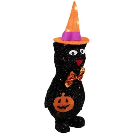 Northlight 24" Lighted Black Cat in Witch's Hat Outdoor Halloween Decoration image {4}