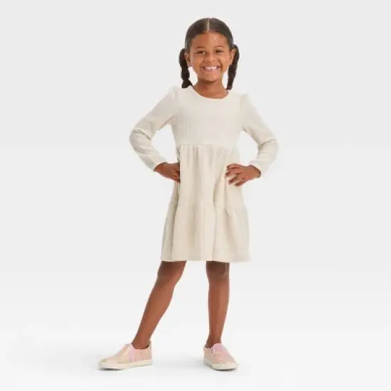 Toddler Girls' Cozy Waffle Dress - Cat & Jack&trade; Beige image {3}