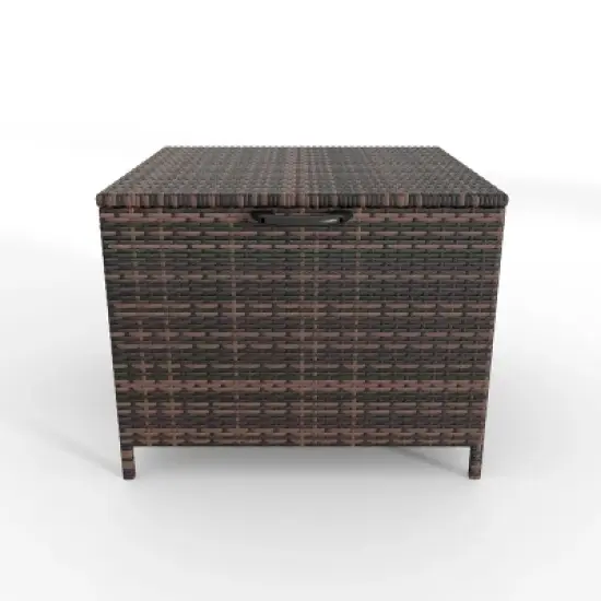 Garvee Outdoor Storage Box, 80 Gallon Deck Box, Waterproof PE Rattan Storage Bench for Patio Cushions, Gardening Tools, Pool Accessories, Brown image {7}