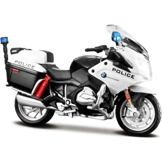 BMW R1200RT "U.S. Police" White "Authority Police Motorcycles" w/Plastic Display Stand 1/18 Diecast Motorcycle Model by Maisto image {1}