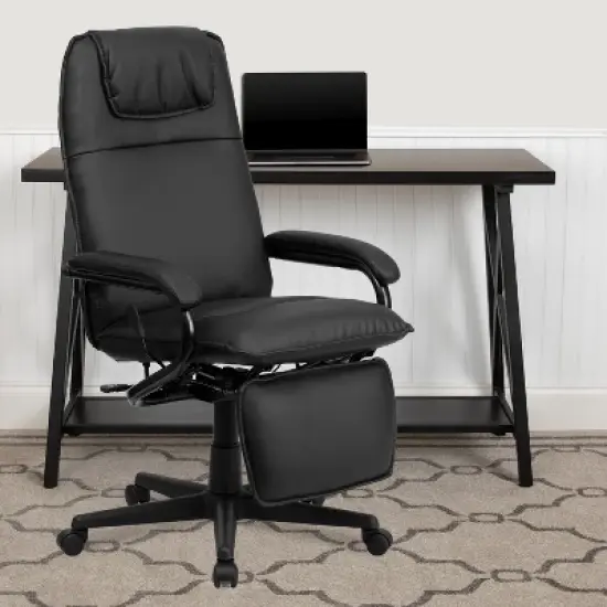 Emma and Oliver High Back Black LeatherSoft Executive Reclining Ergonomic Office Chair with Arms image {1}