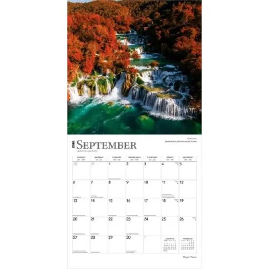 BrownTrout Magic Places 2026 12"x24" Hanging Square Wall Calendar Plastic-Free image {3}