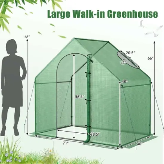 Costway 6 x 3 x 5.5FT Mini Walk-in Greenhouse with PE Cover Rustproof PE-Coated Metal Frame image {2}