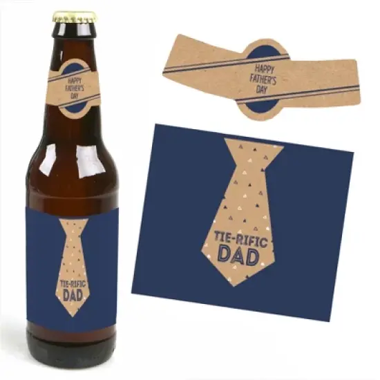 Big Dot of Happiness My Dad is Rad - Father's Day Decorations for Men - 6 Beer Bottle Label Stickers and 1 Carrier image {4}