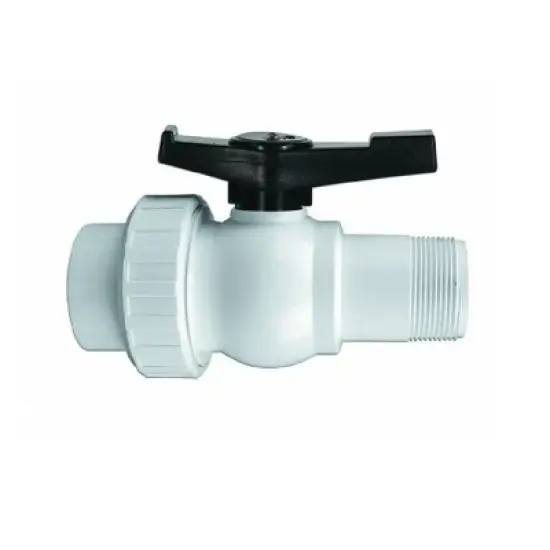 Swim Central 7" Black and White HydroTools Swimming Pool ABS Threaded Socket Ball Valve image {1}
