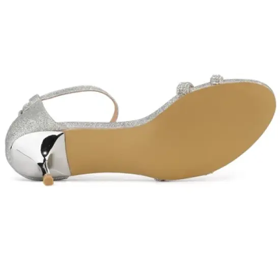 Allegra K Women's Stiletto Kitten Heels Glitter Heel Sandals image {5}