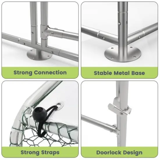 Chicken Coop, Large Metal Chicken Coop for Yard - Walk-in Poultry Cage with Waterproof UV Cover, Chicken Run for Backyard Farm image {2}