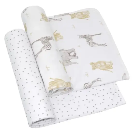 Living Textiles|2PK Jersey Swaddle - Savanna Babies image {1}