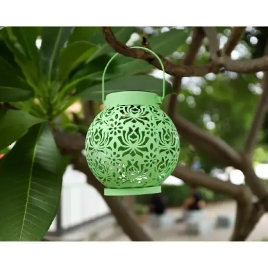 2pk Round Decorative Outdoor Lanterns Green - Techko Maid image {4}
