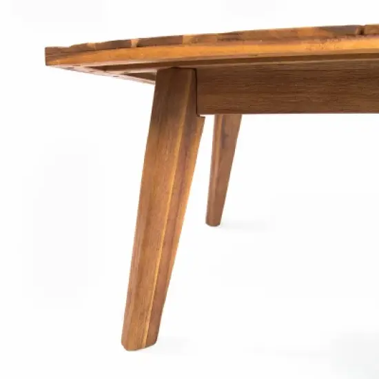 Christopher Knight Home Adelia Outdoor V-Shape Acacia Wood 5 Seater Sectional Sofa Set with Cushions image {10}