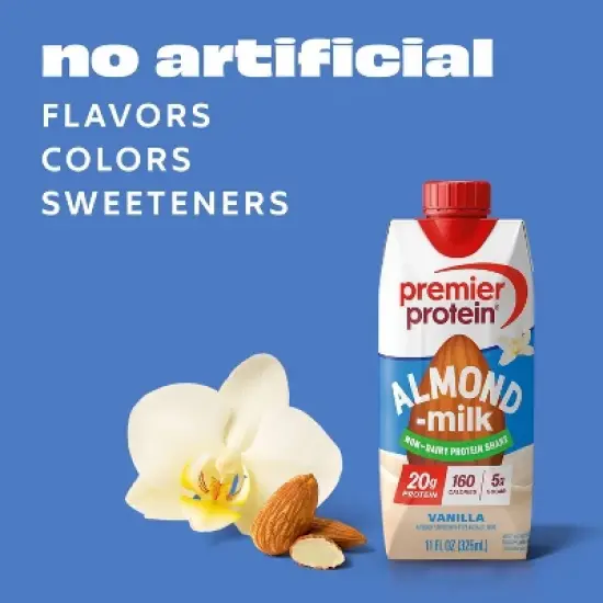 Premier Protein Almond Milk Shake - Vanilla - 11 fl oz/4pk image {3}