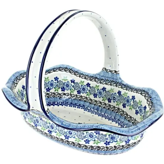 Blue Rose Polish Pottery 876 Ceramika Artystyczna Basket image {8}