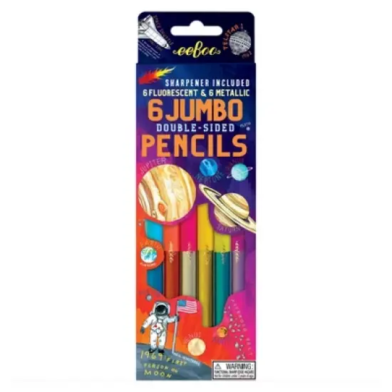 eeBoo Solar System Fluorescent Double-Sided Color Pencils/Set of 6 image {1}