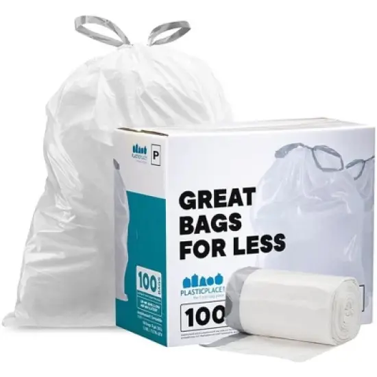 Plasticplace Trash Bags simplehuman&reg;* Code P Compatible (200 Count) White image {4}
