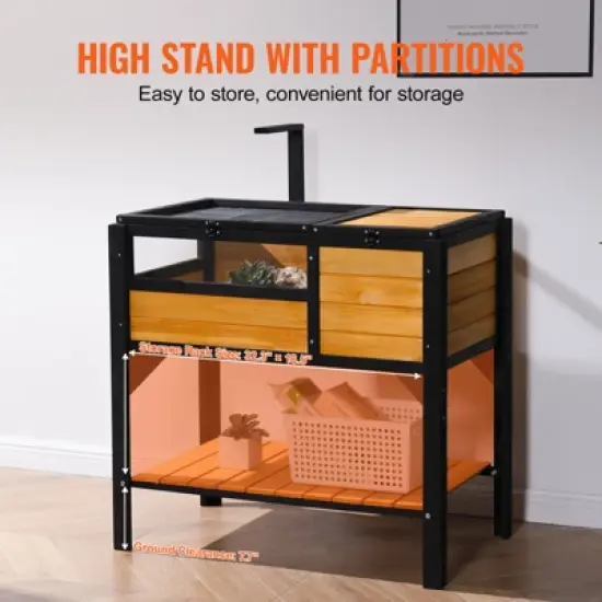 VEVOR Tortoise Habitat, Wooden Tortoise House Indoor & Outdoor, Tortoise Enclosure with Light Stand, Reptile Enclosure Small Animal Cage image {5}