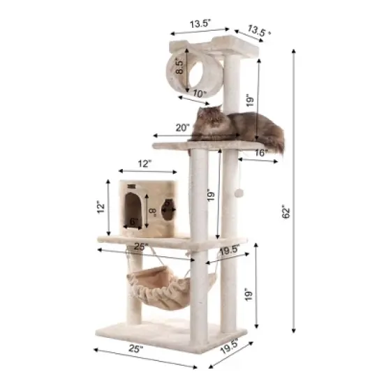 Armarkat 62" Real Wood Cat Tree With Scratch posts, Hammock for Cats And Kittens A6202 image {6}