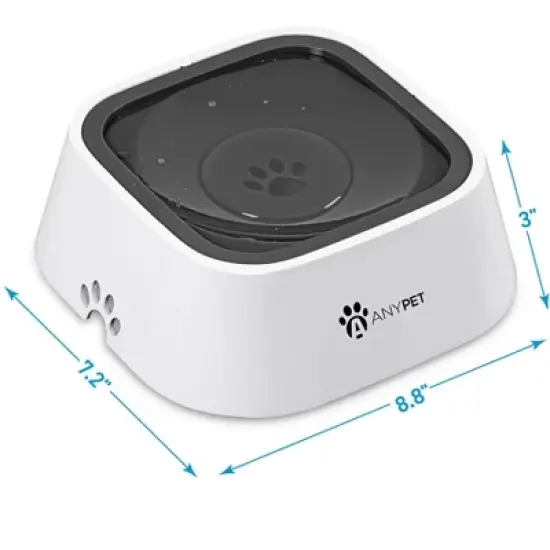 ANYPET No-Spill Dog Water Bowl, Anti-Splash Pet Slow Drinking Water Feeder, Spill Proof Travel Bowls for Large Medium Small Dogs and Cats, White  image {2}