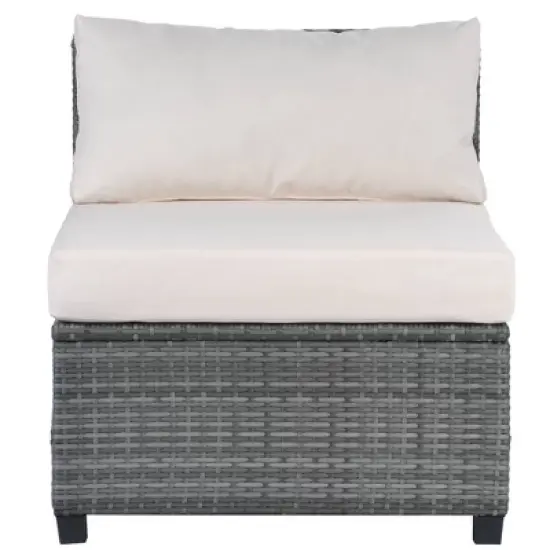 8pc Wicker Patio Conversation Set with Cushions - Beige - GODEER image {8}