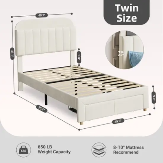 Twin Size Bed Frames with Storage Headboard,Twin Bed Frames with Storage drawer image {1}