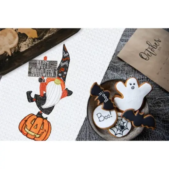 C&F Home Halloween Gnome Embroidered Cotton Waffle Weave Kitchen Towel image {3}