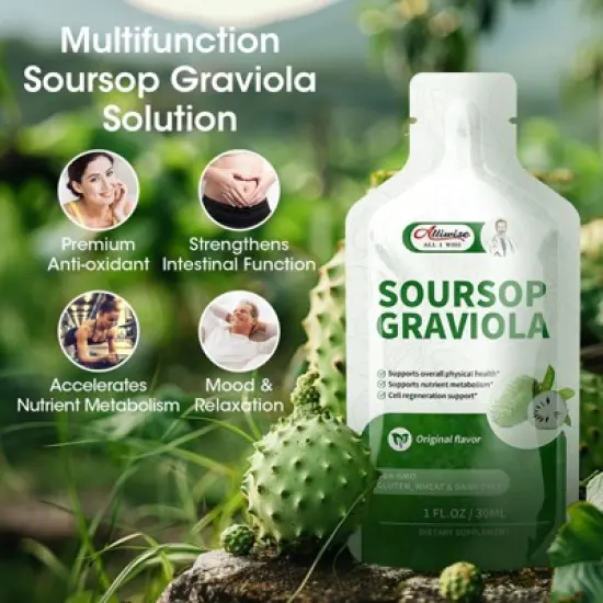 Alliwise Soursop Graviola Liquid for Immune Boost, High Absorption Soursop Bitters Drink/Oral Solution - 10 FL OZ image {2}