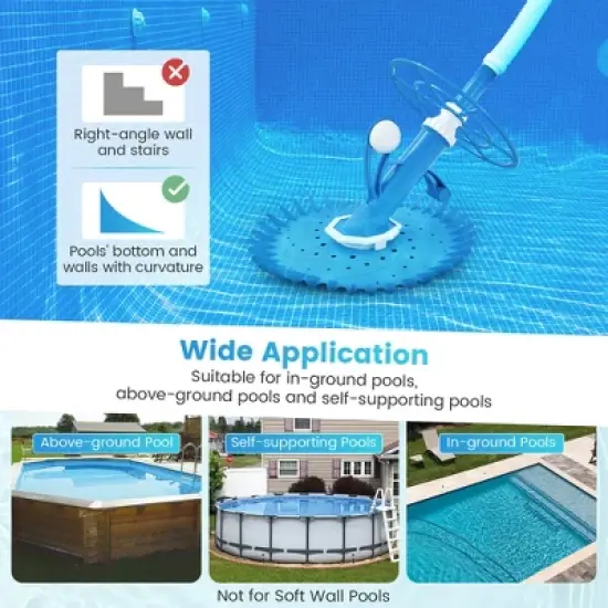 Costway Upgraded Automatic Pool Cleaner Swimming Pool Vacuum Sweeper with10 Extension Hose image {7}