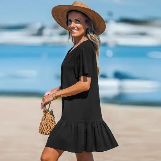 Women's V-Neck Flounce Mini Dress - Cupshe image {2}