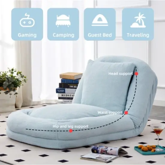 Folding Sofa Chair with 5 Adjustable Positions Plush Floor Lounge Chair for Gaming, Meditation, and Relaxation image {6}