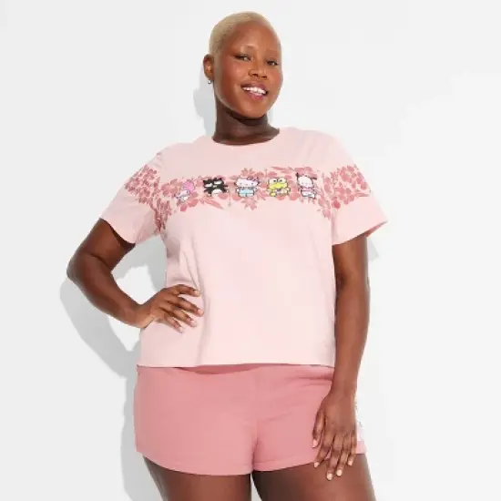 Women's Hello Kitty Surfer Skimmer Short Sleeve Graphic T-Shirt - Pink image {3}